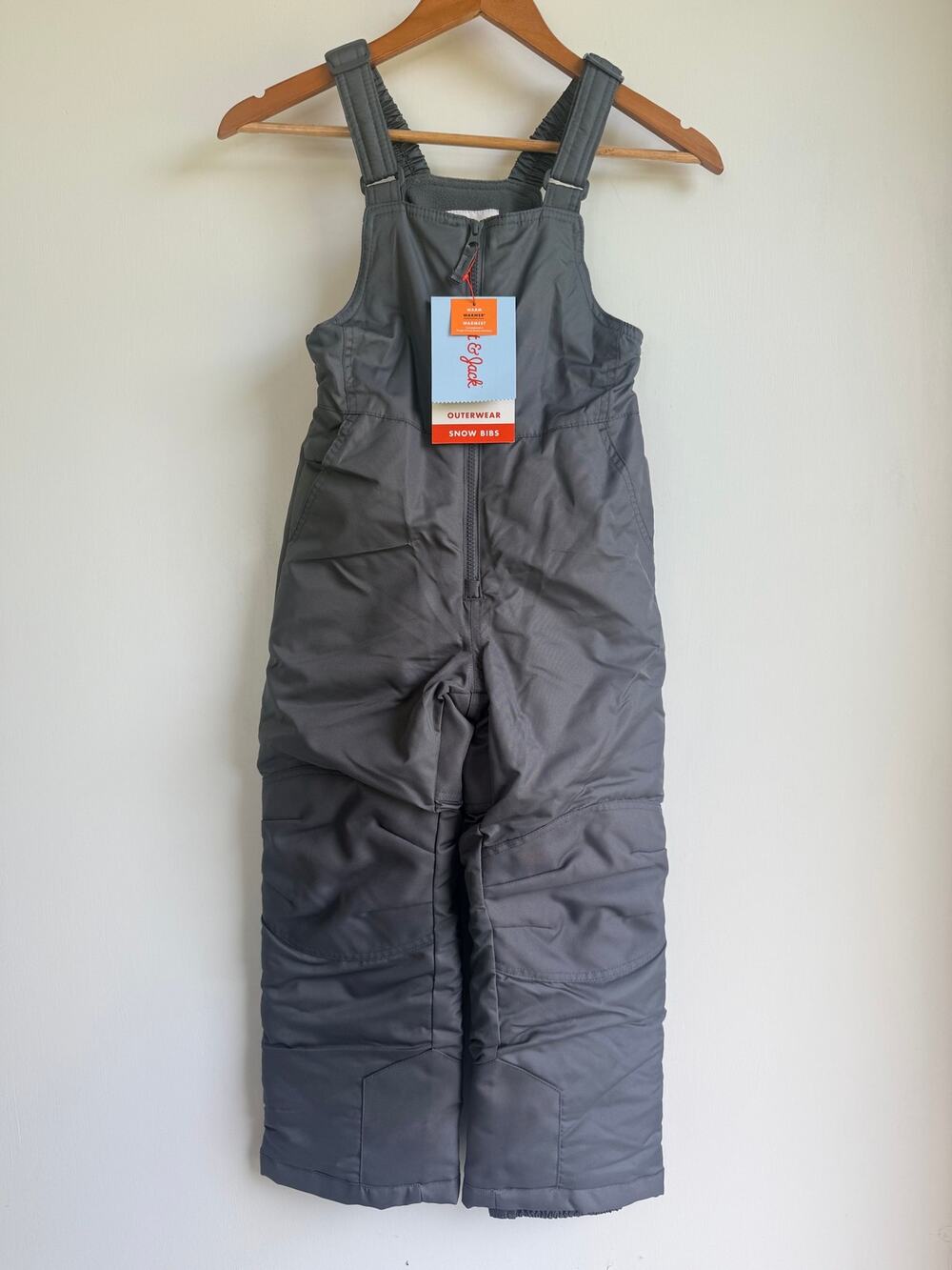 NWT Cat & Jack Kids' Solid Snow Bib Overalls Gray - Size Small (6/7)
